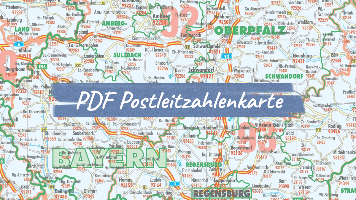 Postleitzahlenkarte als PDF – herunterladen, kostenlos erstellen und bearbeiten