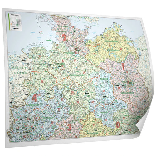 ORGA-Karte Norddeutschland Bundesländer und PLZ2 - 131x98 cm