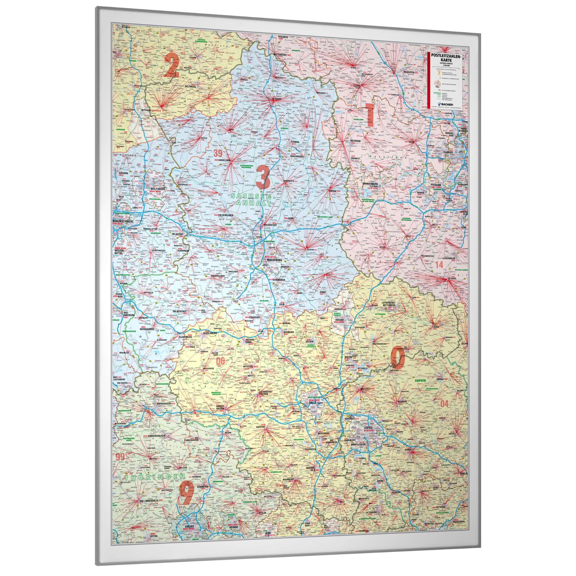 Postleitzahlenkarte Sachsen-Anhalt 102x128cm - Insel