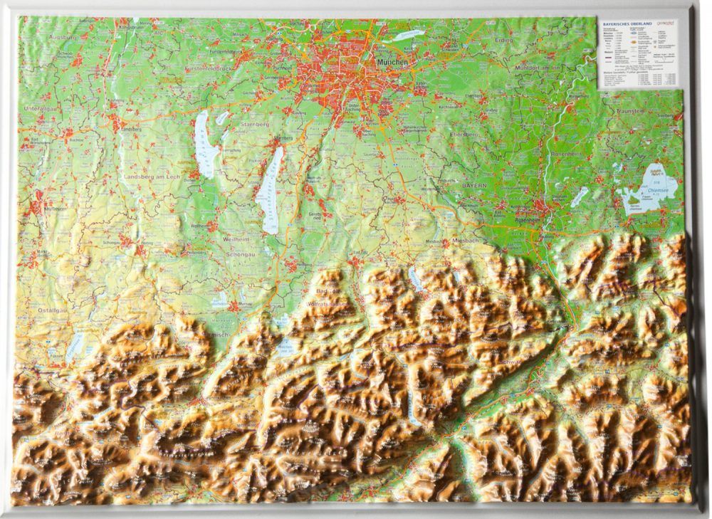 Bayerisches Oberland - Reliefkarte (39 x 29 cm / 1:400.000)