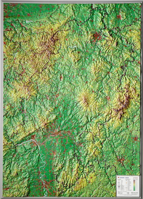 Hessen - Reliefkarte (wählbares Format)