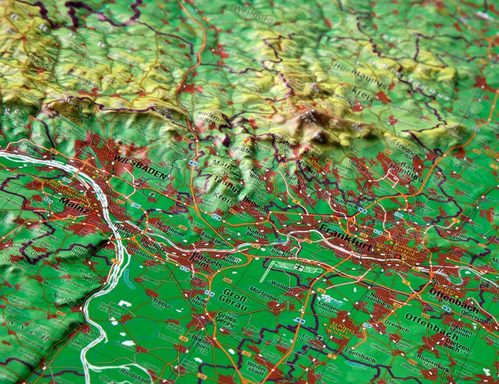 Die Reliefkarte Hessen im Detail 29x39cm