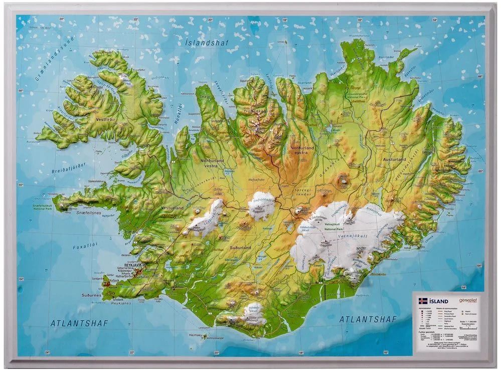 Island - Reliefkarte (39 x 29 cm / 1:1.500.000)