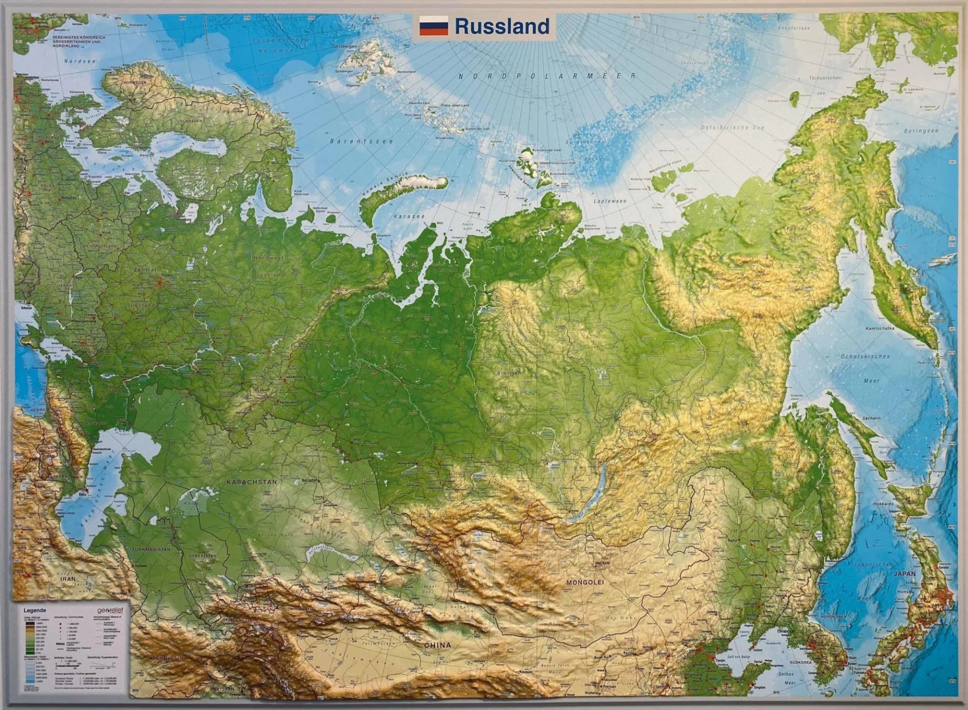 Russland - Reliefkarte (77 x 57 cm / 1:11.000.000)