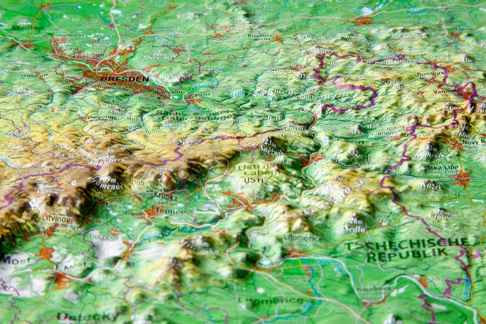 Die Reliefkarte Sachsen im Detail 39x29cm