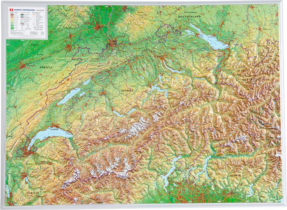 Schweiz - Reliefkarte (wählbares Format)