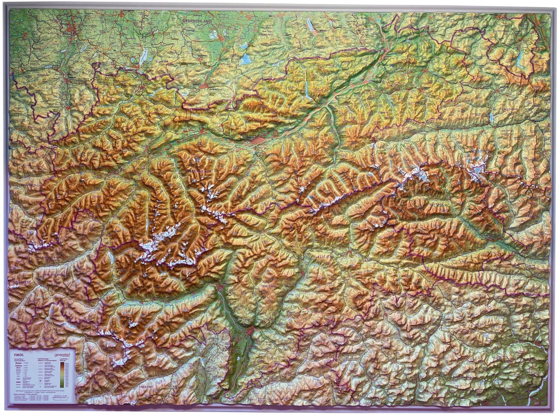 Tirol - Reliefkarte (77 x 57 cm / 1:325.000)