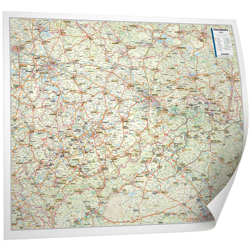 Straßenkarte Sachsen 121x96cm