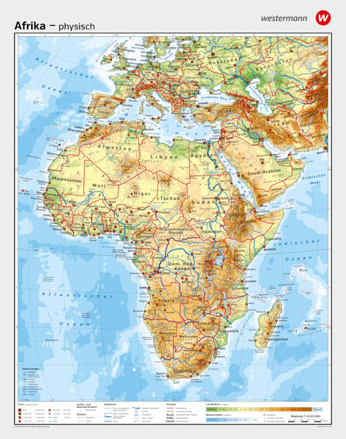 Afrika - Schulwandkarte - physisch / politisch (130 x 165 / 1:8.000.000)