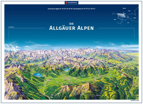 Die Allgäuer Alpen - Panoramakarte (75 x 55 cm)