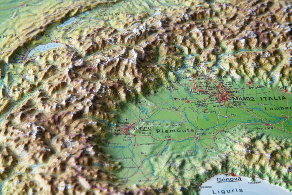 Alpen - Reliefkarte (wählbares Format)