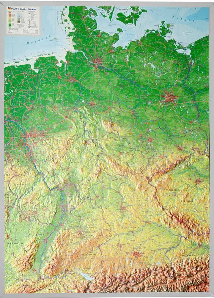 Deutschland - Reliefkarte (wählbares Format)
