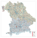 Bayern - Postleitzahlenkarte als Inseldarstellung (110 x 112 cm / 1:350.000)