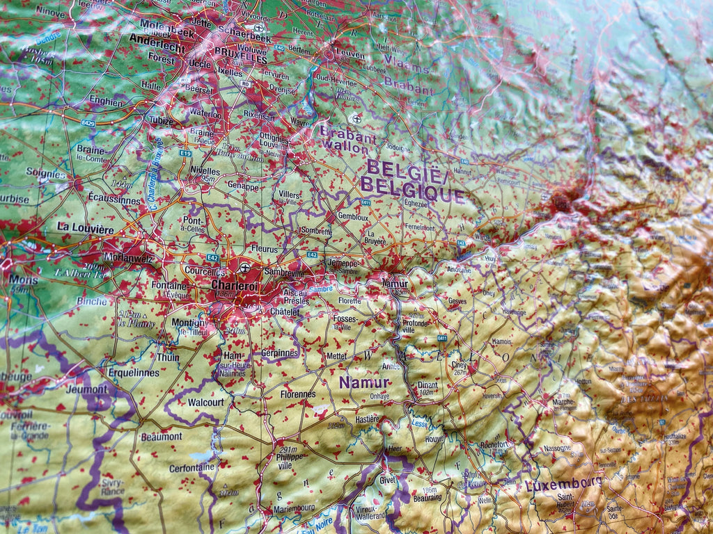 Reliefkarte - Region Belgien