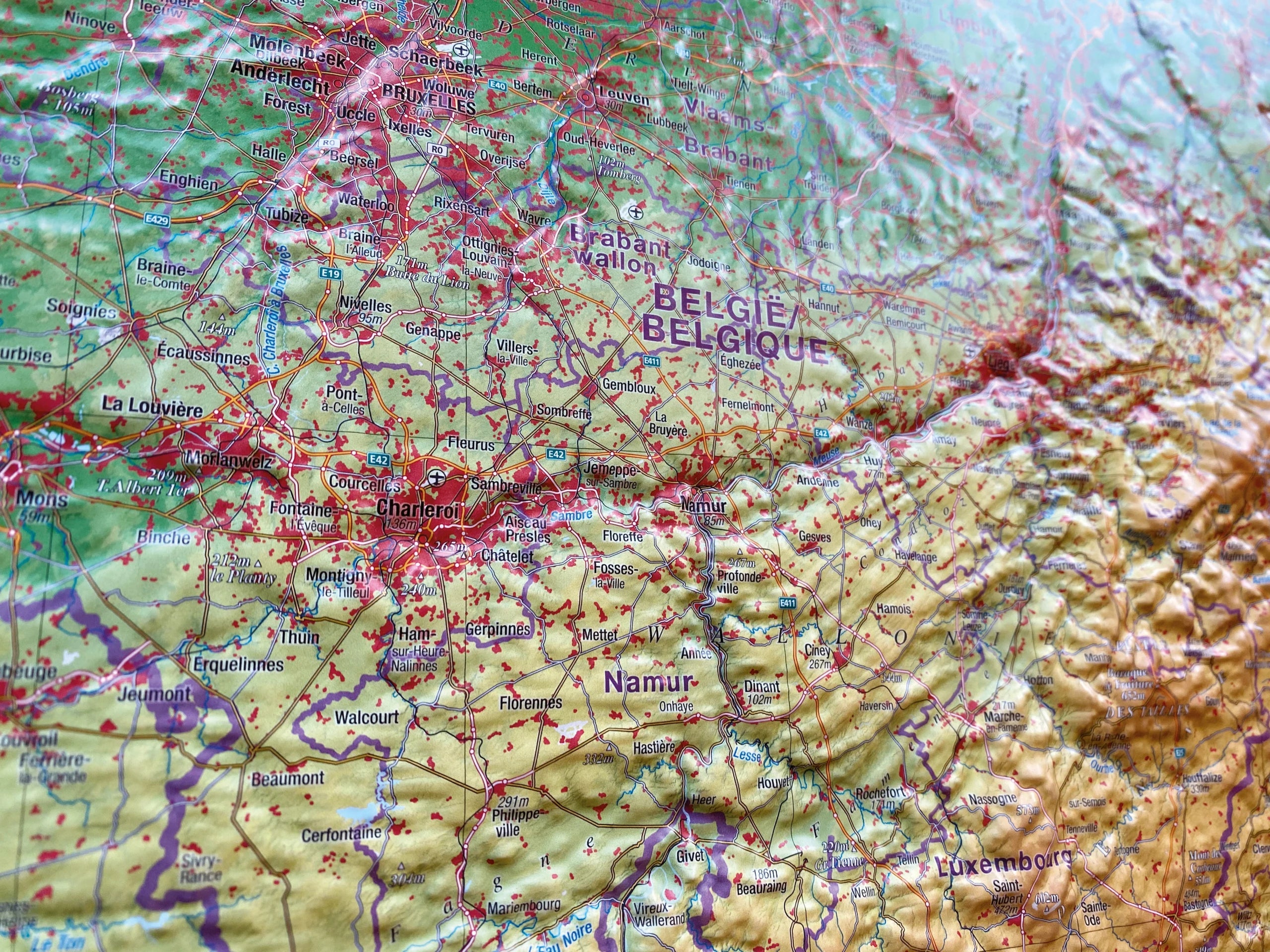 Reliefkarte - Region Belgien