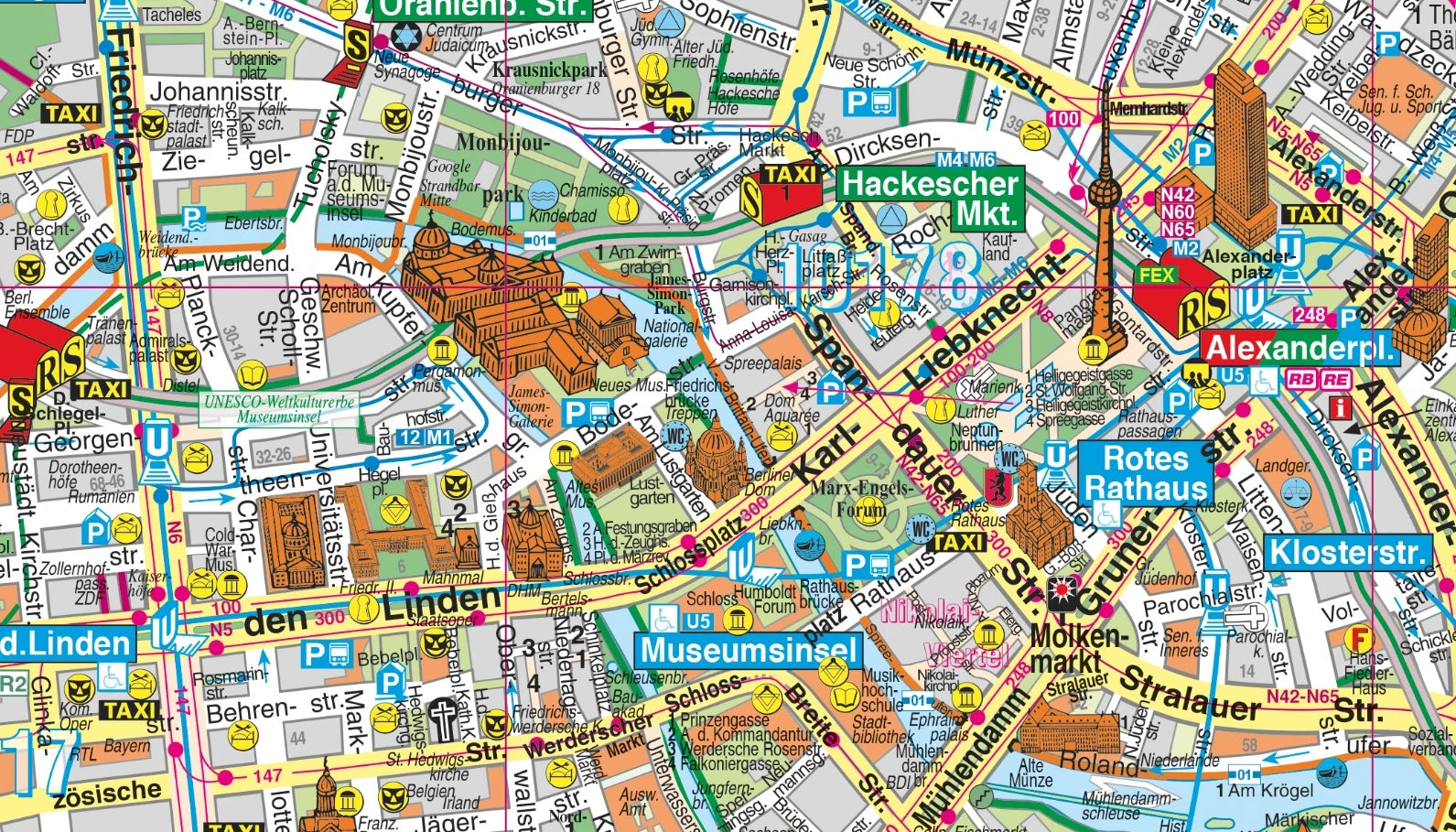 Detailansicht der Berlin - Mitte Landkarte