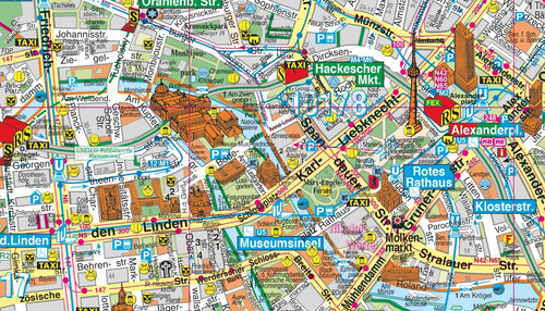 Detailansicht der Berlin - Mitte Landkarte