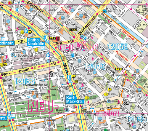 Detailansicht der Landkarte von Berlin Neukölln