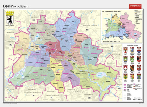 Berlin als politische Schulwandkarte