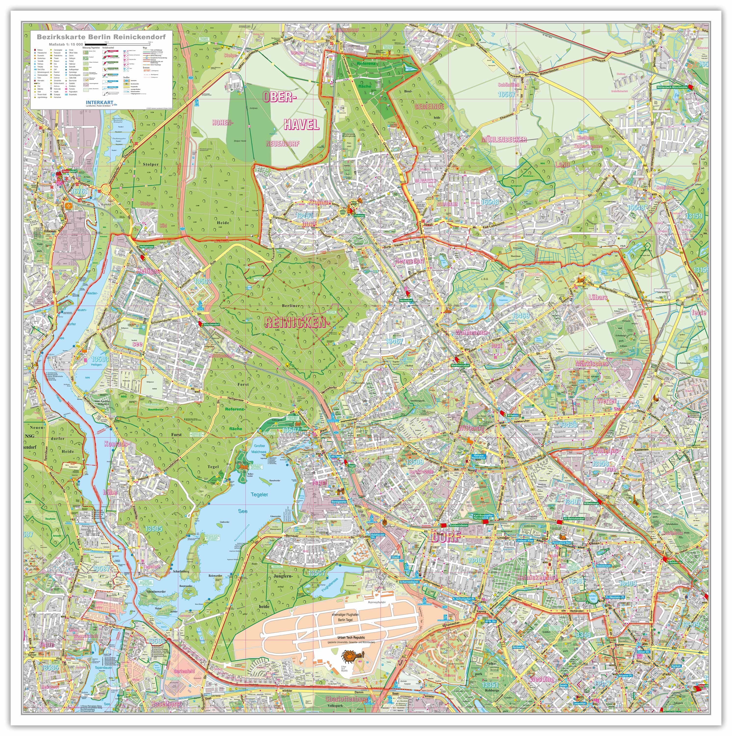 Berlin - Reinickendorf - Stadtplan (100 x 100 cm / 1:15.000)