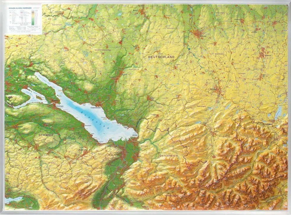 Allgäu-Bodensee - Reliefkarte (wählbares Format)