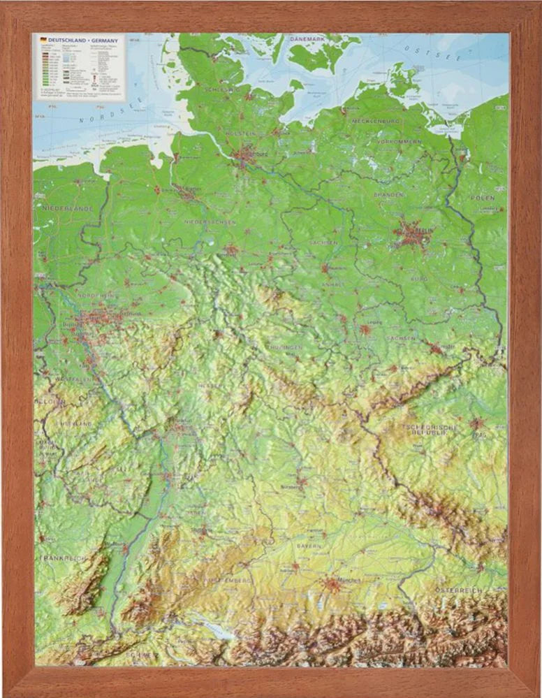 Deutschland - Reliefkarte (wählbares Format)