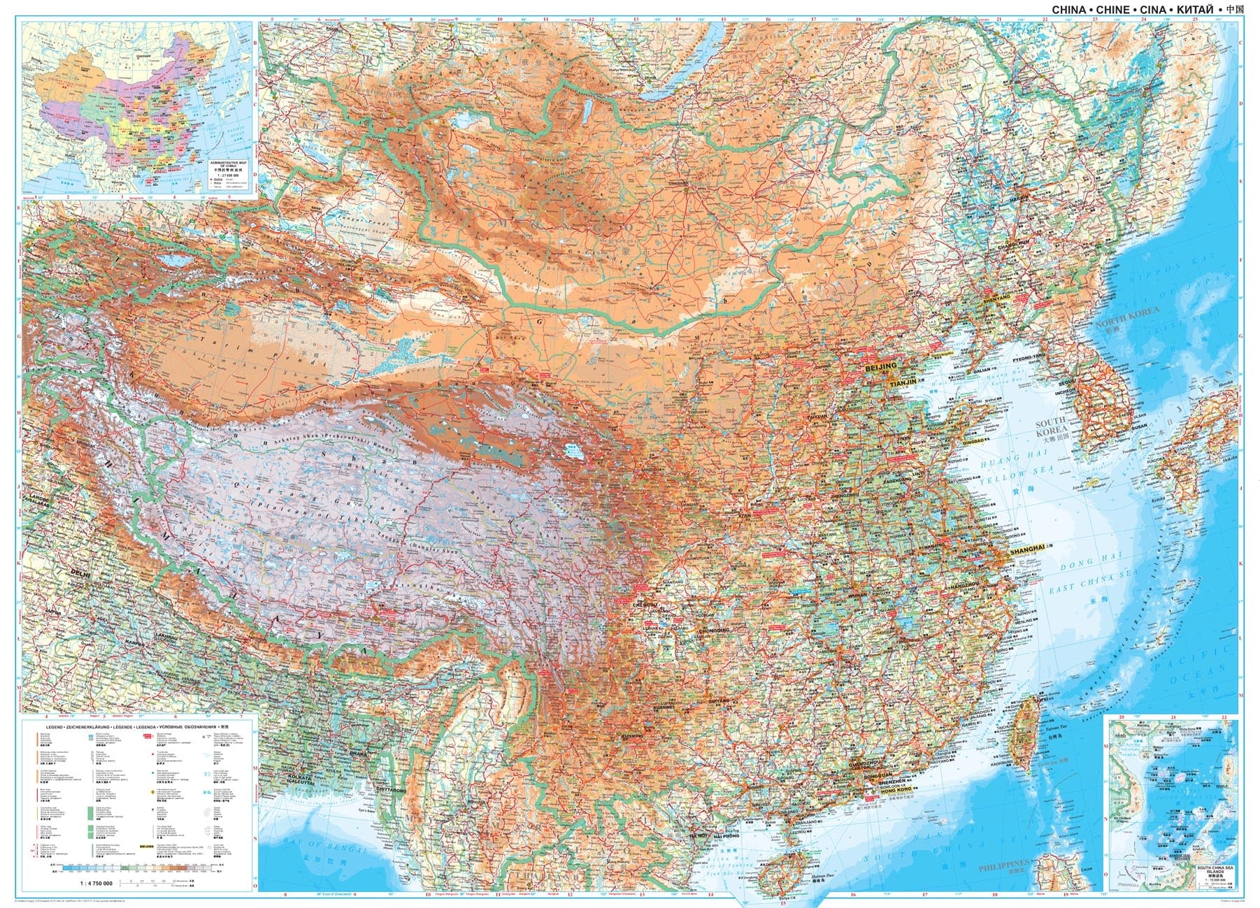 Physische Karte von China