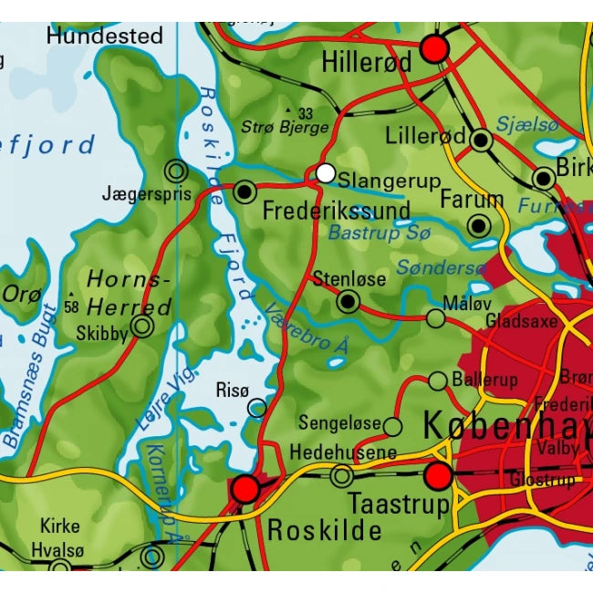 Detailansicht der Dänemark Landkarte