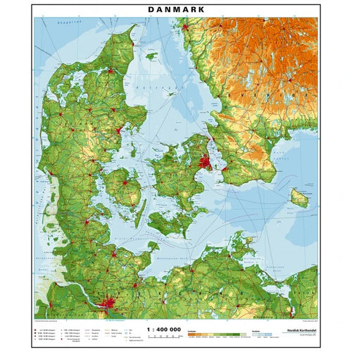 Dänemark - physisch (70 x 82 cm / 1:700.000)