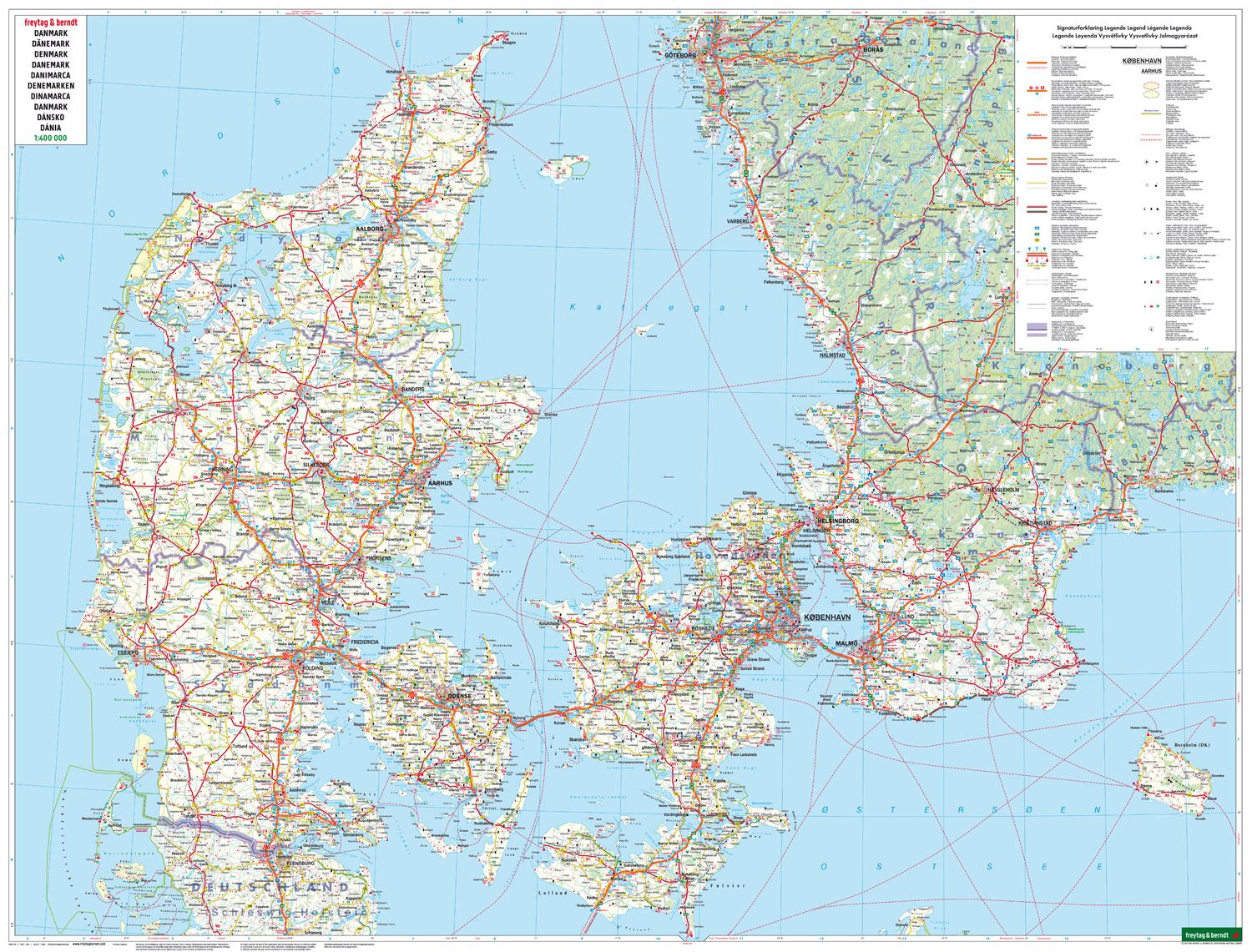 Dänemark - Straßenkarte (105 x 80 cm / 1:400.000)