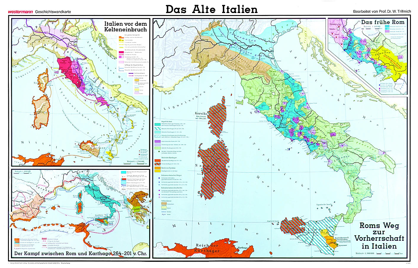 Das alte Italien als Schulwandkarte vom Westermann Verlag.