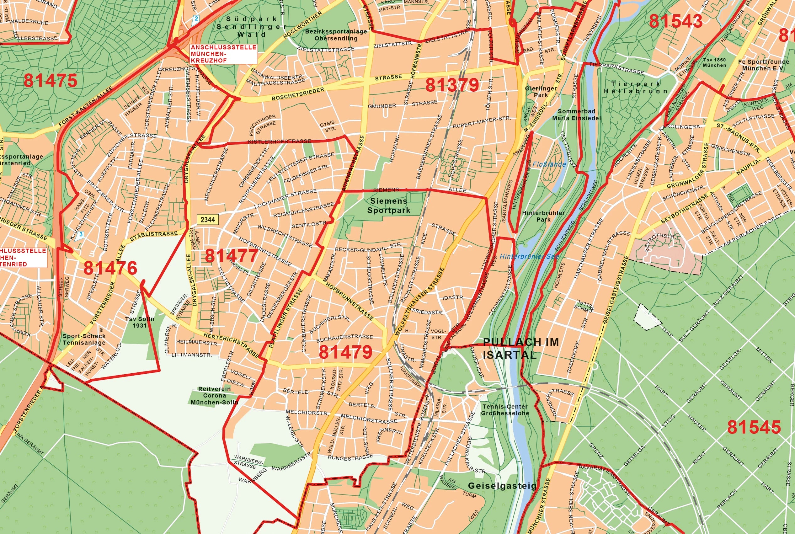Der Stadtplan von München im Detail
