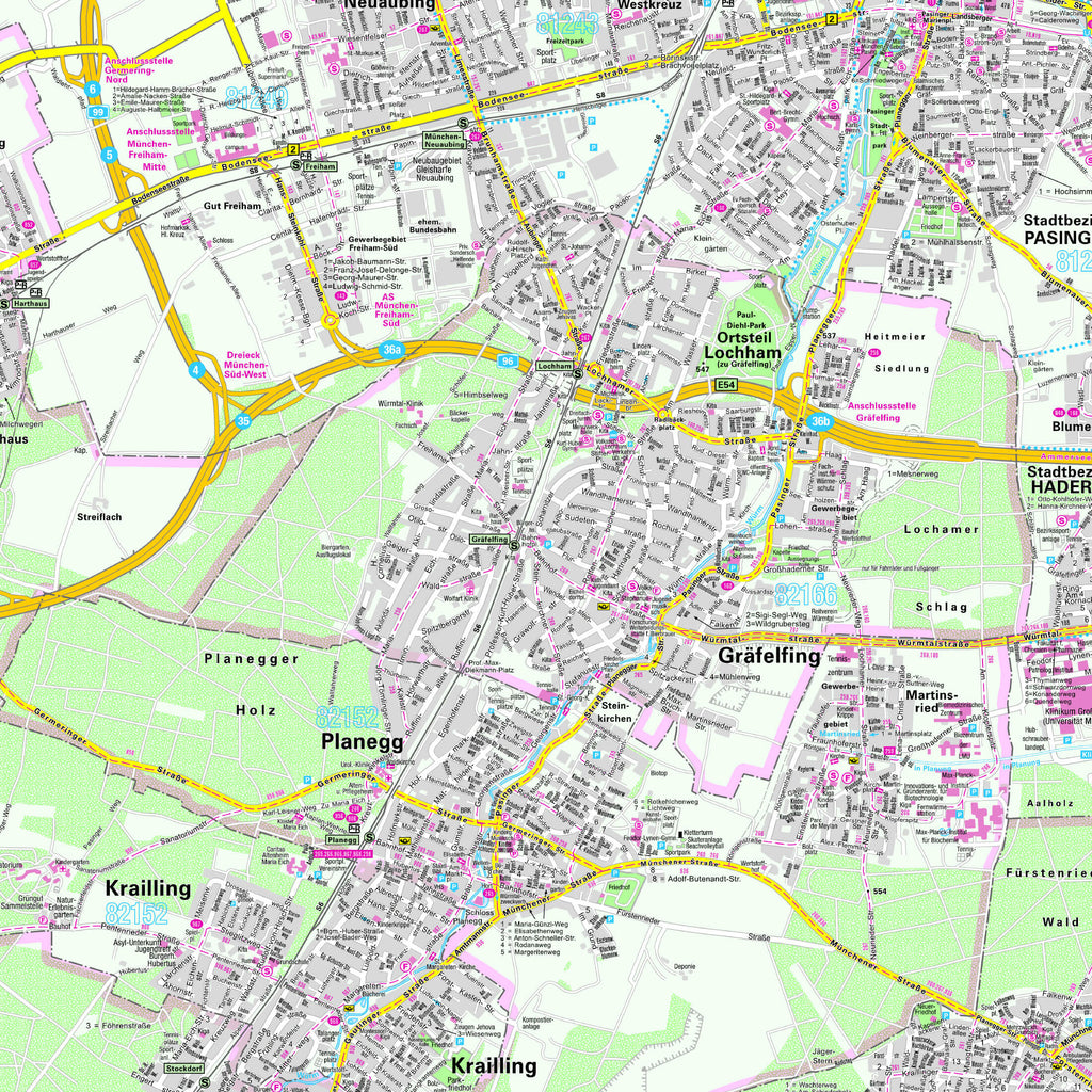 Detailansicht Stadtplan München