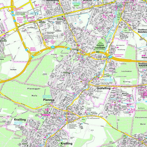 Detailansicht Stadtplan München