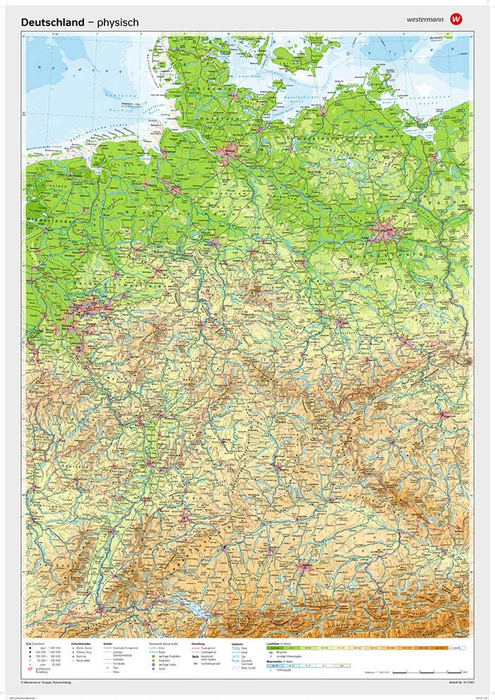 Deutschland - Posterkarte - physisch (70 x 100 / 1:1.000.000)