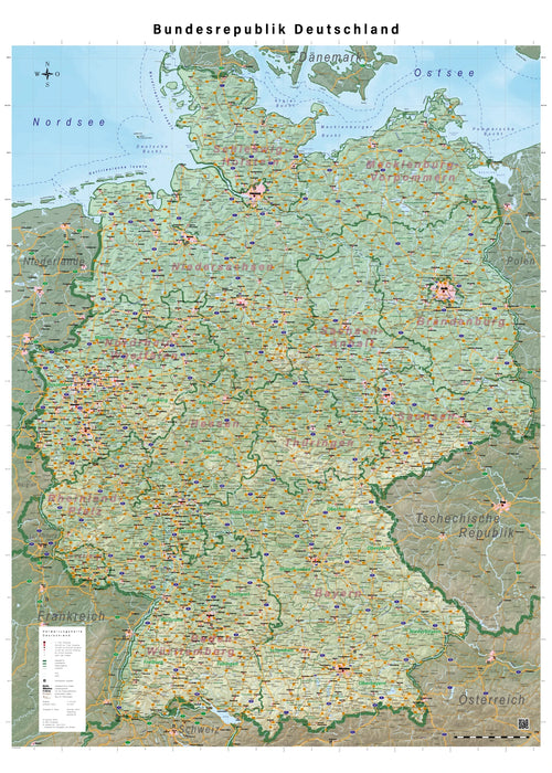 Deutschland - physisch (140 x 100 cm / 1:700.000)