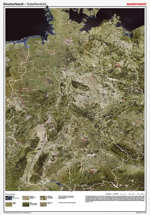 Deutschland - Posterkarte - Satellitenbild (70 x 100 cm / 1:1.000.000)