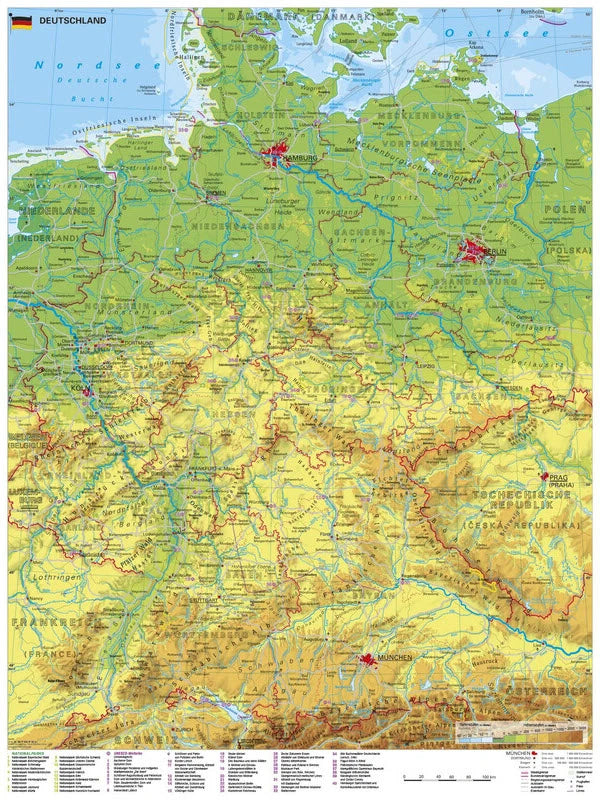 Deutschland - UNESCO-Welterbestätten und Nationalparks - physisch (97 x 119 cm / 1:750.000)