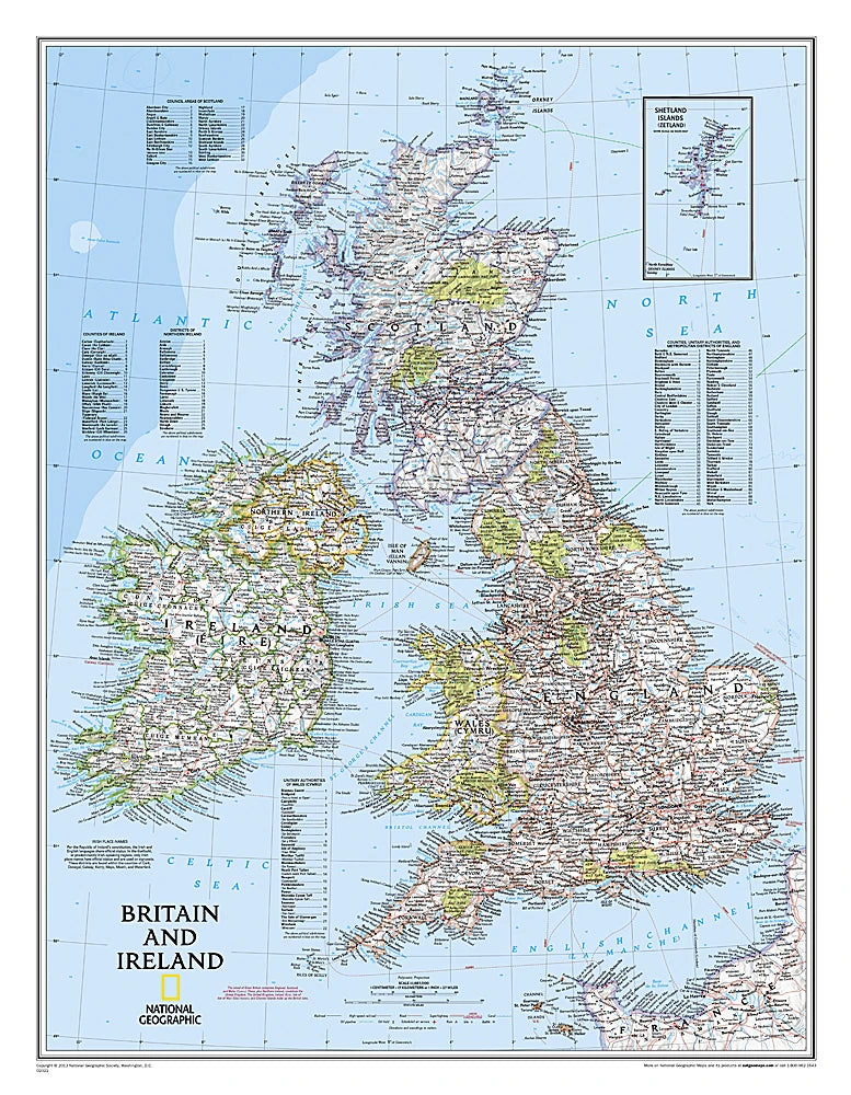 Großbritannien und Irland - physisch (58 x 76 cm / 1:1.687.000)
