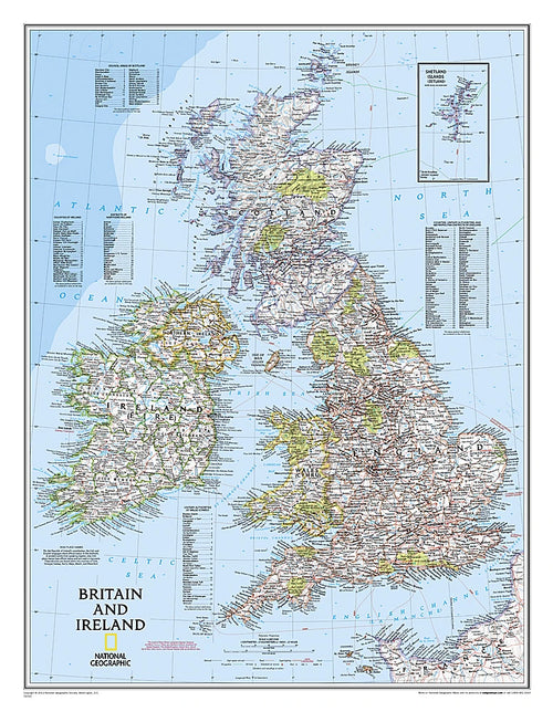 Großbritannien und Irland - physisch (58 x 76 cm / 1:1.687.000)