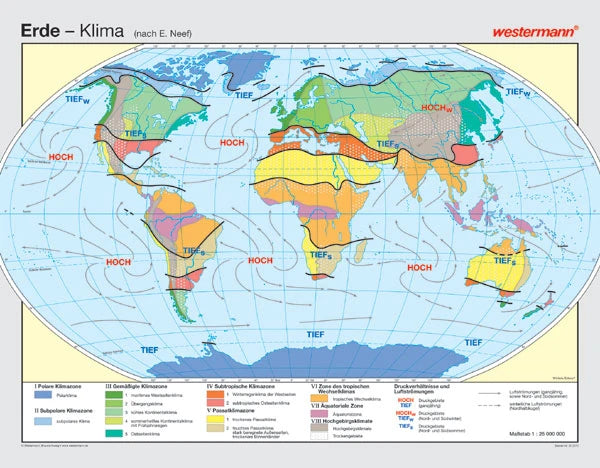 Die Schulwandkarte der Welt mit den Klimazonen nach Neef