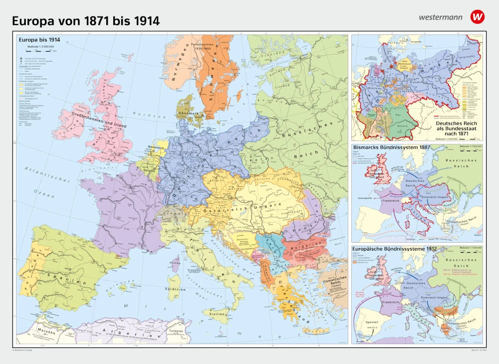 Europa 1871 bis 1914 als Schulwandkarte