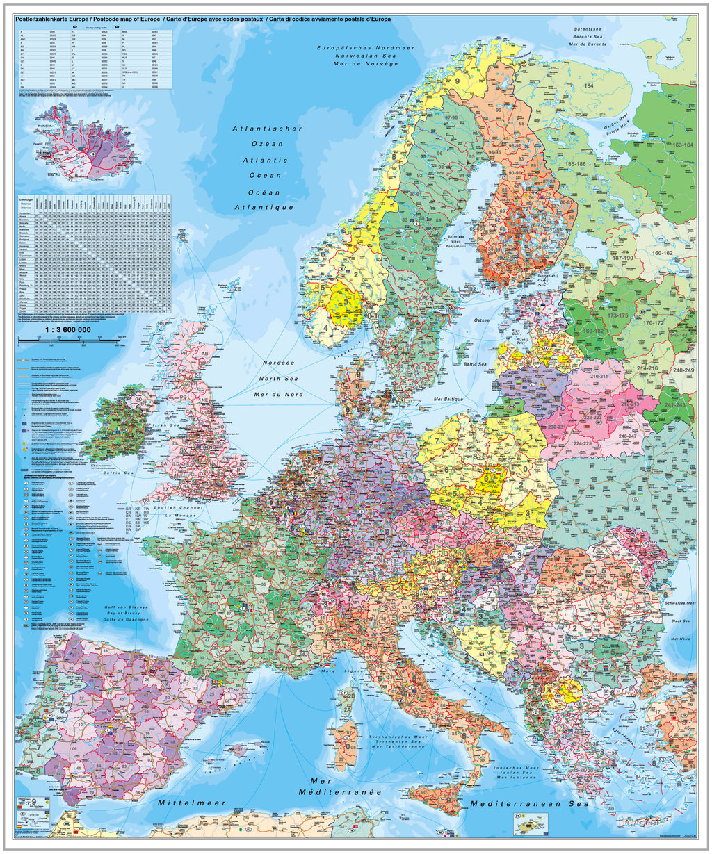 Postleitzahlenkarte von Europa