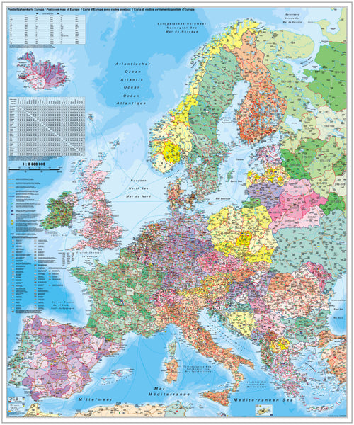 Postleitzahlenkarte von Europa