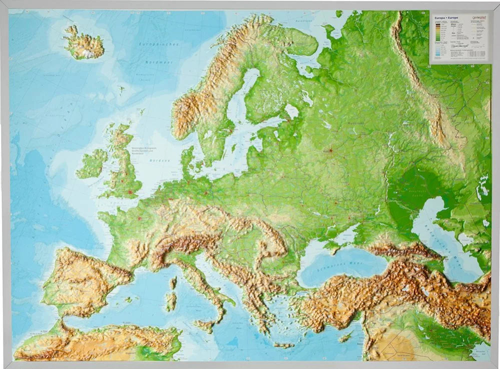 Europa - Reliefkarte (wählbares Format und Sprache)