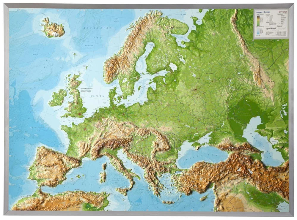 Europa - Reliefkarte (wählbares Format und Sprache)