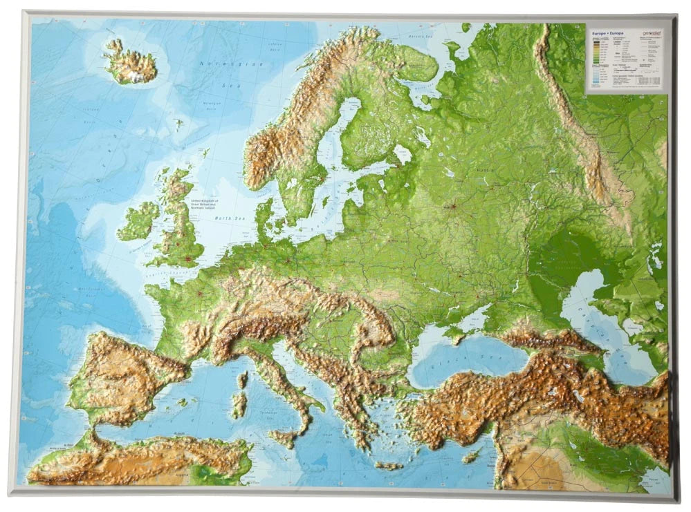 Europa - Reliefkarte (wählbares Format und Sprache)