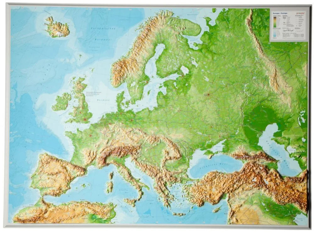 Europa - Reliefkarte (wählbares Format und Sprache)