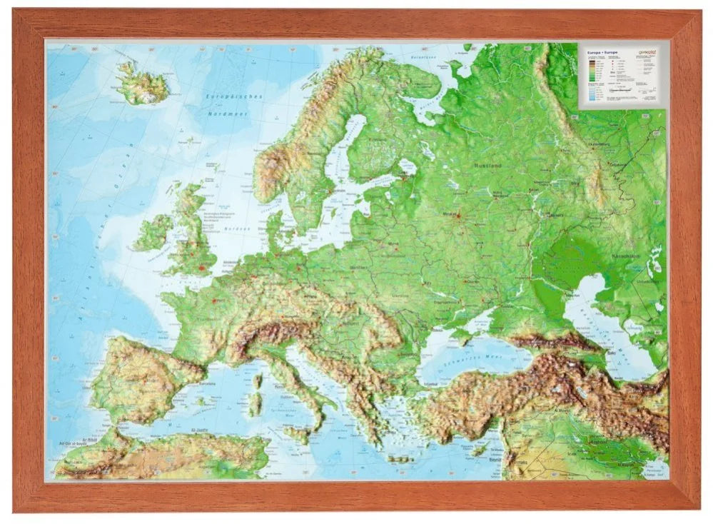 Europa - Reliefkarte (wählbares Format und Sprache)