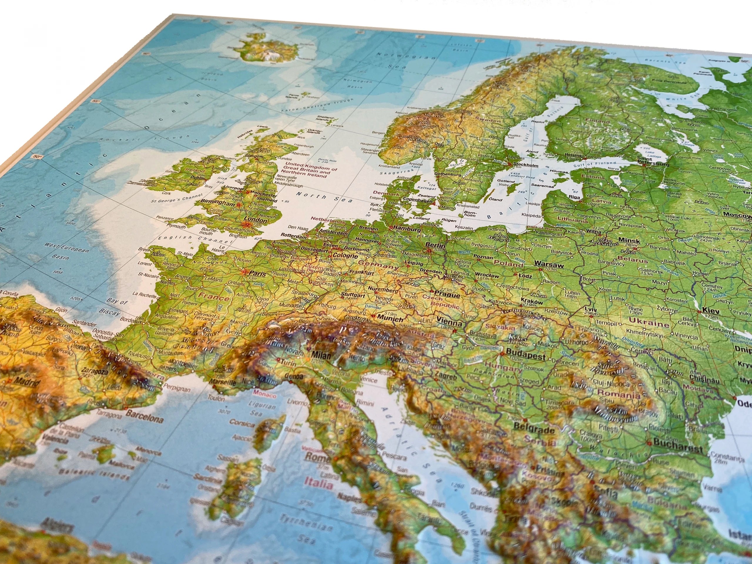 Europa - Reliefkarte (wählbares Format und Sprache)